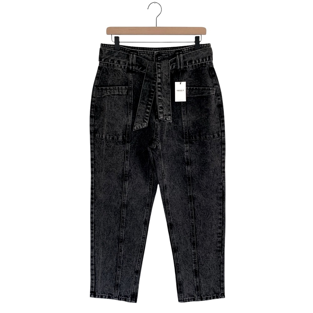 F21 Black 13” High Rise Barrel Jeans (Biker Goth Grunge Indie Moto Punk Retro)